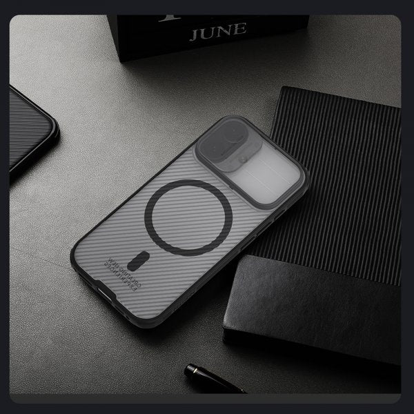 Nillkin iPhone 17 -suojakuori CamShield Pro MagSafe läpinäkyvä musta