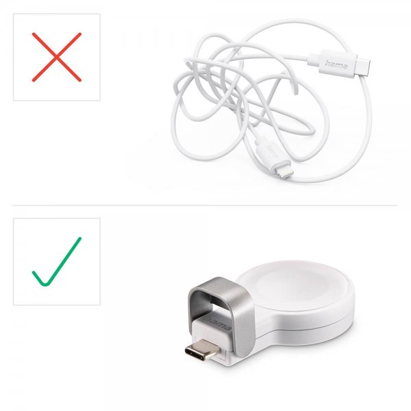 Hama Apple Watch -laturi USB-C-liittimellä, valkoinen