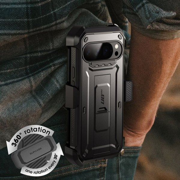 Supcase Google Pixel 10/Pixel 10 Pro -suojakuori UB Pro, musta