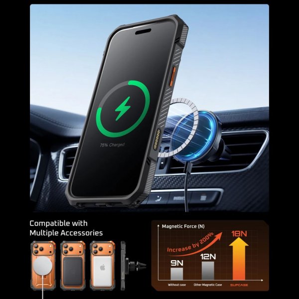Supcase iPhone 17 Pro Max Kuori UB Grip MagSafe Oranssi