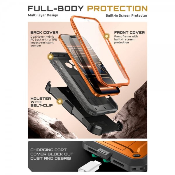 Supcase iPhone 17 Pro Max -suojakuori UB Pro, oranssi