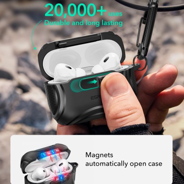 ESR AirPods Pro 3 -kuoret Cyber FlickLock MagSafe, musta