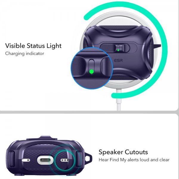 ESR AirPods Pro 3 -kuori Cyber FlickLock MagSafe, violetti