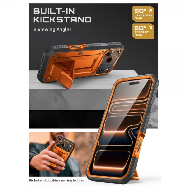 Supcase iPhone 17 Pro -suojakuori UB Pro, oranssi