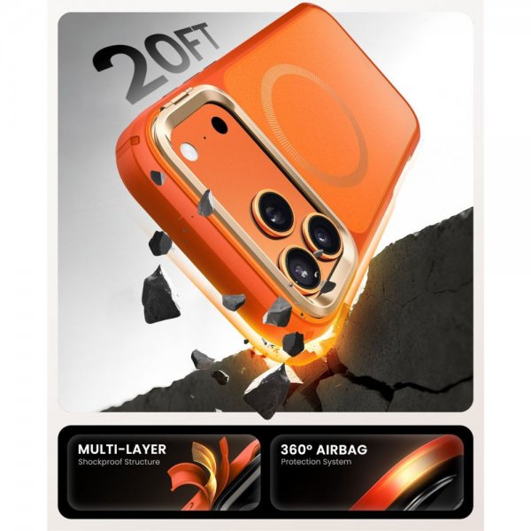 Supcase iPhone 17 Pro -kuori Ares Flip MagSafe Oranssi