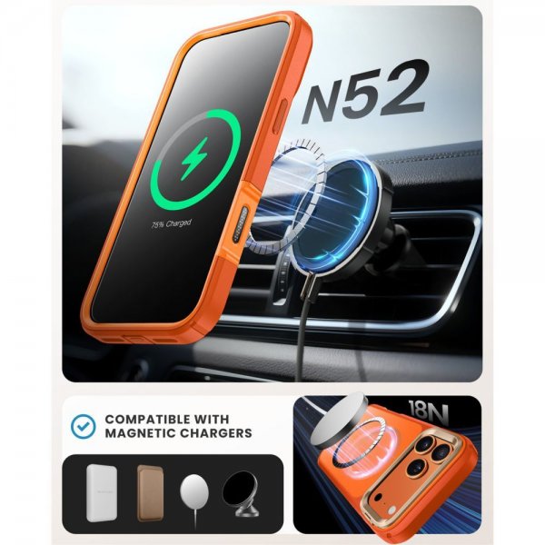 Supcase iPhone 17 Pro -kuori Ares Flip MagSafe Oranssi