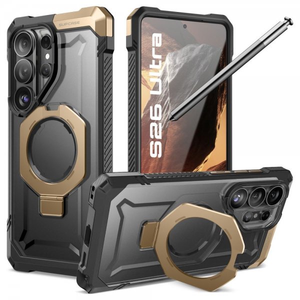 Supcase Samsung Galaxy S26 Ultra -suojakuori UB Grip MagSafe musta-kulta