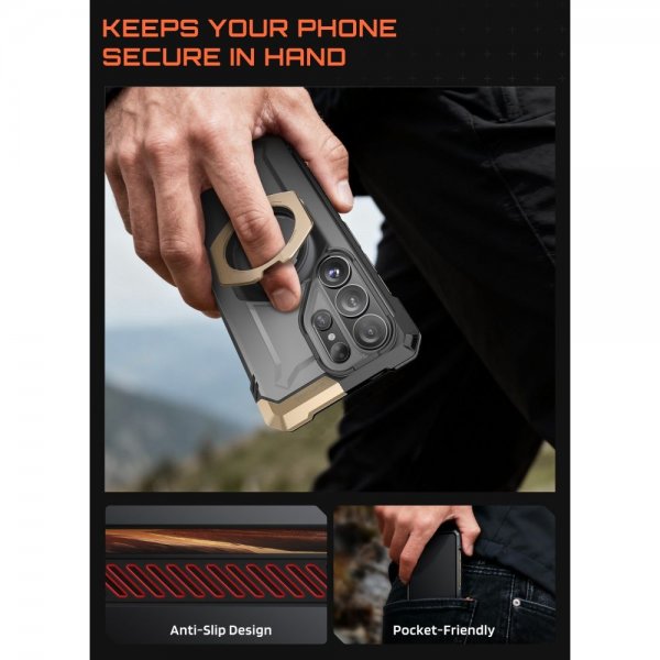 Supcase Samsung Galaxy S26 Ultra -suojakuori UB Grip MagSafe musta-kulta