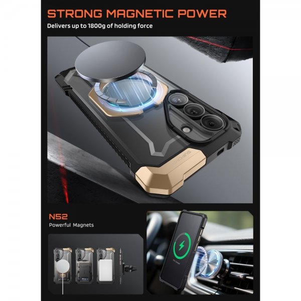 Supcase Samsung Galaxy S26 -suojakuori UB Grip MagSafe musta kulta