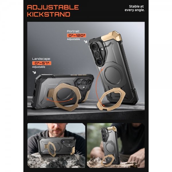 Supcase Samsung Galaxy S26 -suojakuori UB Grip MagSafe musta kulta