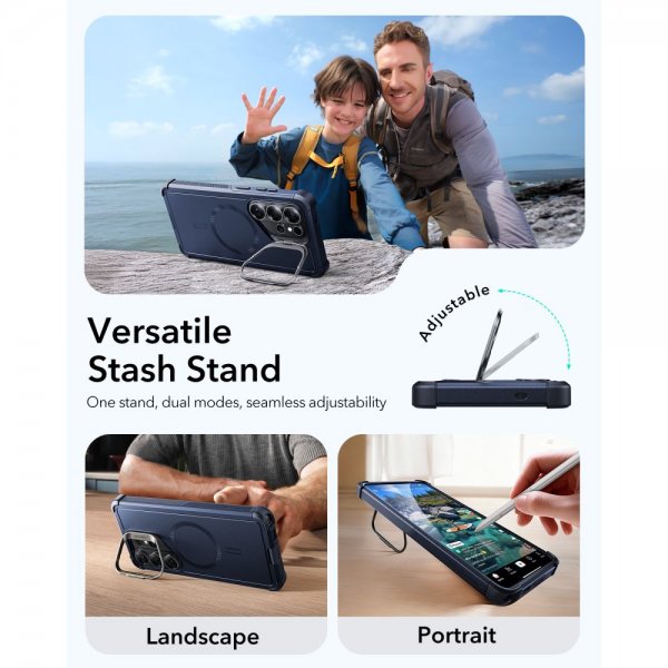 ESR Samsung Galaxy S26 Ultra -suojakuori Cyber Tough Kickstand MagSafe, sininen