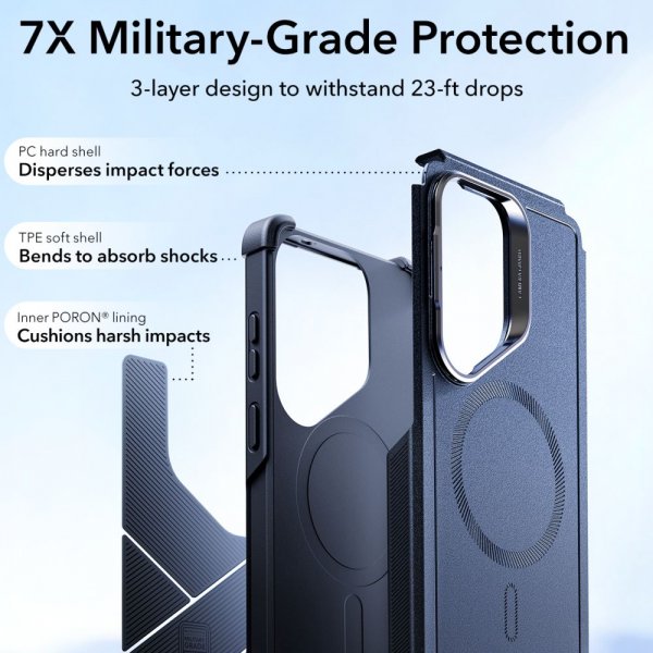 ESR Samsung Galaxy S26 Ultra -suojakuori Cyber Tough Kickstand MagSafe, sininen