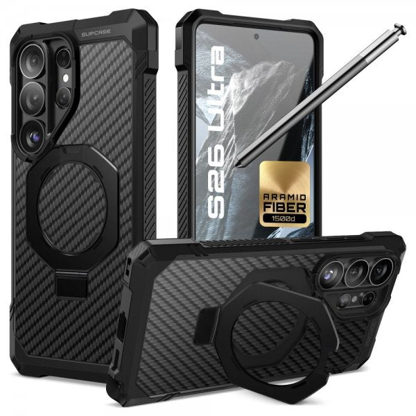 Supcase Samsung Galaxy S26 Ultra -suojakuori UB Grip MagSafe Aramid Musta