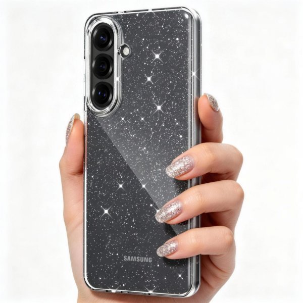 Tech-Protect Samsung Galaxy S26 Plus -suojakuori FlexAir Läpinäkyvä Glitter
