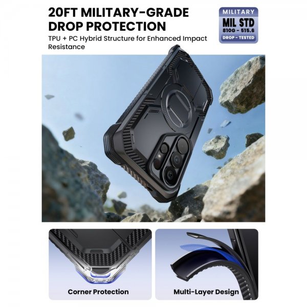 Supcase Samsung Galaxy S26 Ultra -suojakuori ArmorBox Clip MagSafe Musta