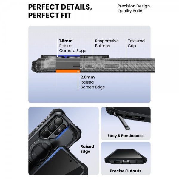 Supcase Samsung Galaxy S26 Ultra -suojakuori ArmorBox Clip MagSafe Musta