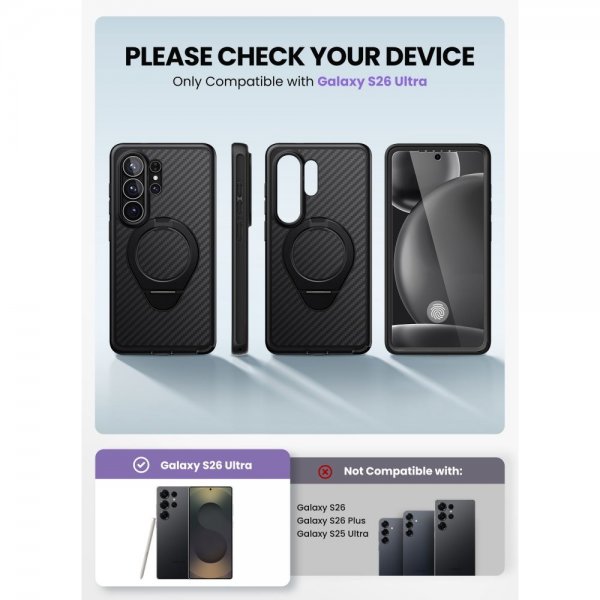 Supcase Samsung Galaxy S26 Ultra Kuori Cosmo MagSafe Kevlar Musta