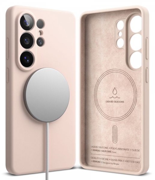 Ringke Samsung Galaxy S26 Ultra -silikonisuojakuori magneettikiinnityksellä, pinkki