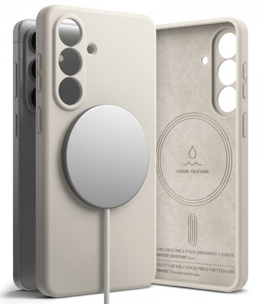 Ringke Samsung Galaxy S26 -suojakuori Silicone Magnetic, beige