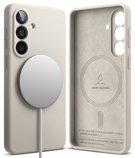 Ringke Samsung Galaxy S26 -suojakuori Silicone Magnetic, beige