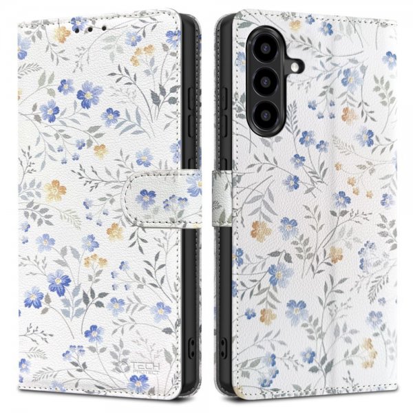 Tech-Protect Samsung Galaxy A57 -kotelo lompakko kukkakuviolla