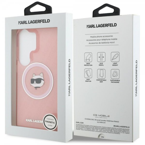 Karl Lagerfeld Samsung Galaxy S26 Ultra -kuori, Choupette MagSafe, pinkki