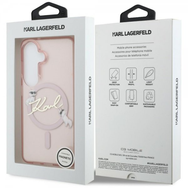 Karl Lagerfeld Samsung Galaxy S26 -suojakuori Script MagSafe, pinkki