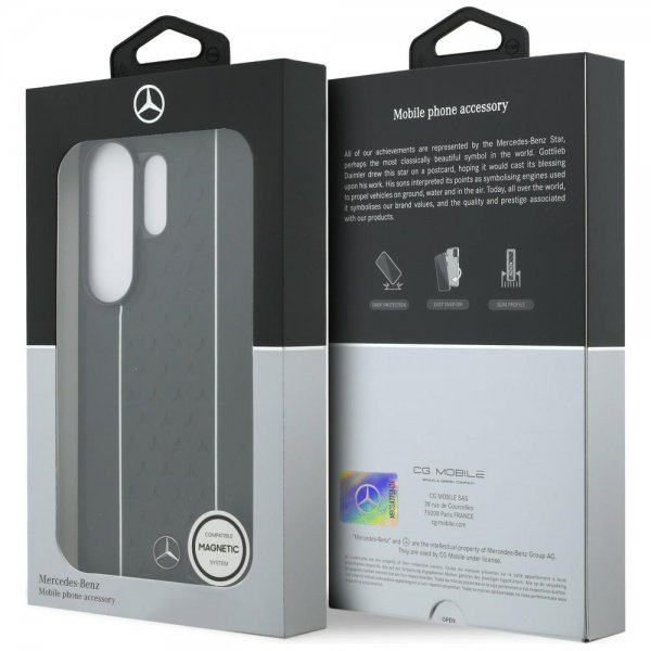 Mercedes Benz Samsung Galaxy S26 Ultra -suojakuori Laurel Leaves Stripes MagSafe Musta Valkoinen