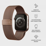 Burga Apple Watch 38/40/41/42mm ranneke, metalliverkko, ruusukulta