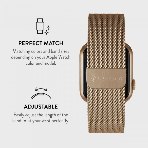 Burga Apple Watch 38/40/41/42mm Metalliverkkoranneke Kulta