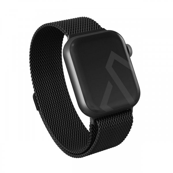 Burga Apple Watch 44/45/46mm/Ultra 49mm ranneke Metal Mesh, musta