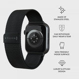 Burga Apple Watch 38/40/41/42mm Metalliverkkoranneke Musta