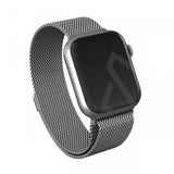 Burga Apple Watch 44/45/46mm/Ultra 49mm ranneke, metalliverkko, hopea