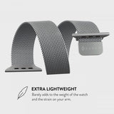 Burga Apple Watch 44/45/46mm/Ultra 49mm ranneke, metalliverkko, hopea
