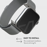 Burga Apple Watch 44/45/46mm/Ultra 49mm ranneke, metalliverkko, hopea