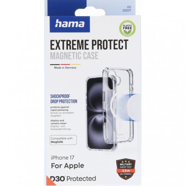 Hama iPhone 17 -suojakuori Extreme Protect MagSafe Läpinäkyvä