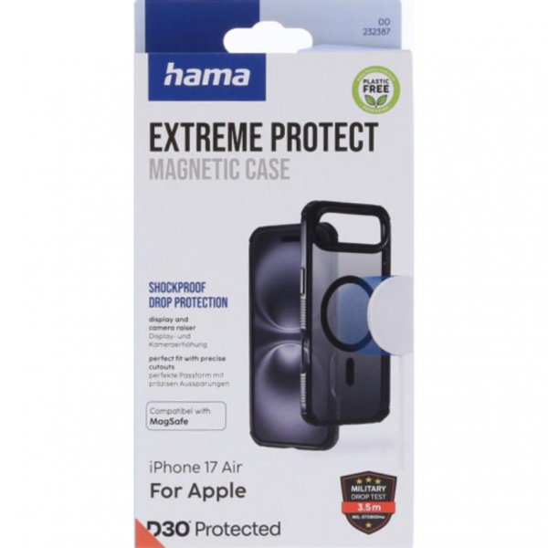 Hama iPhone Air Extreme Protect -suojakuori MagSafe musta