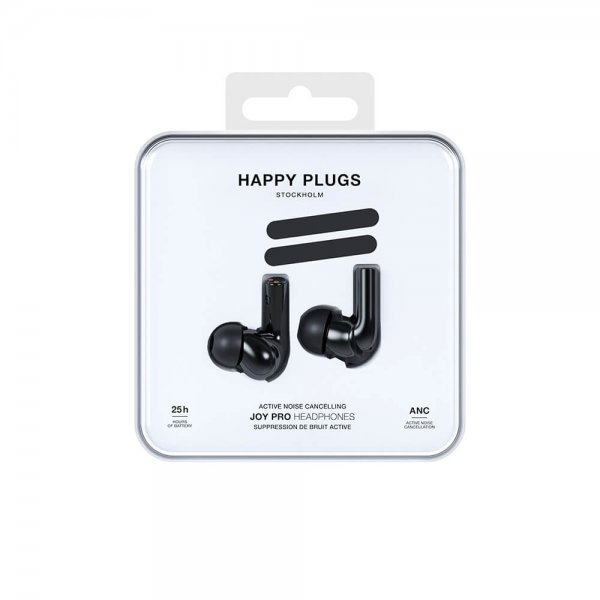 Happy Plugs Joy Pro In-Ear ANC -kuulokkeet, musta