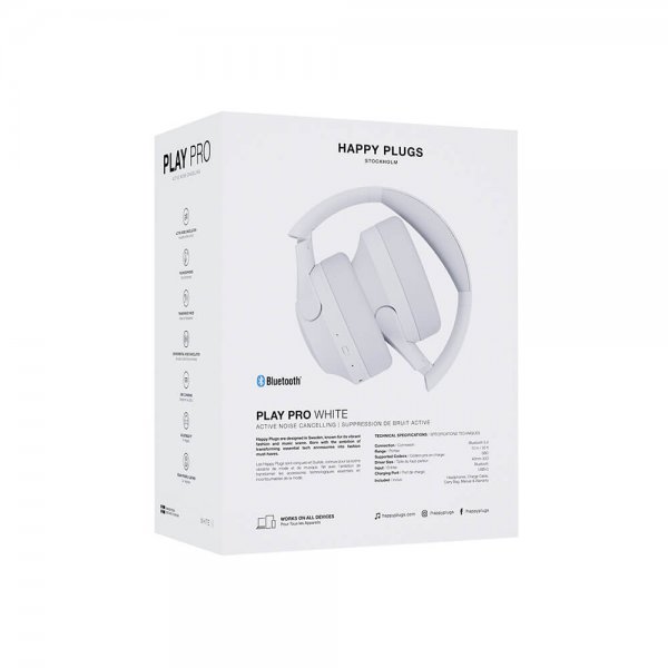 Happy Plugs Langattomat Kuulokkeet Play Pro ANC Over-Ear Valkoinen