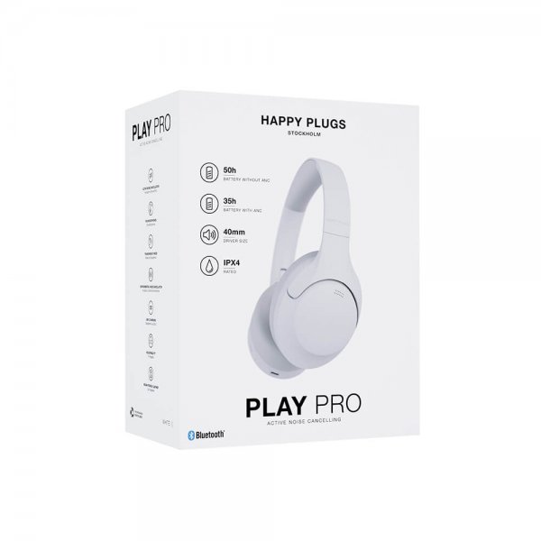 Happy Plugs Langattomat Kuulokkeet Play Pro ANC Over-Ear Valkoinen