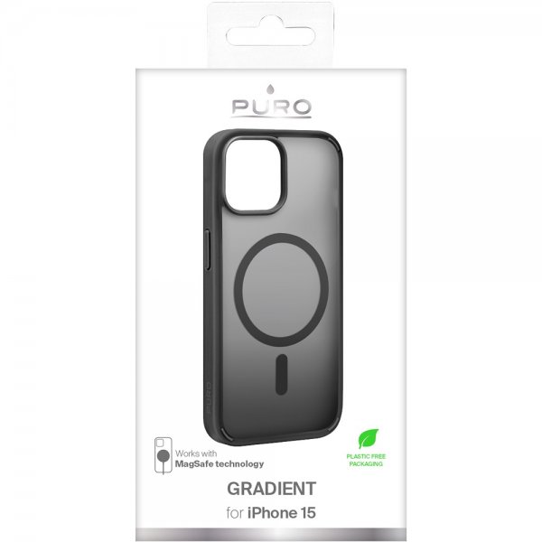 Puro iPhone 15 -kuori Gradient MagSafe, musta