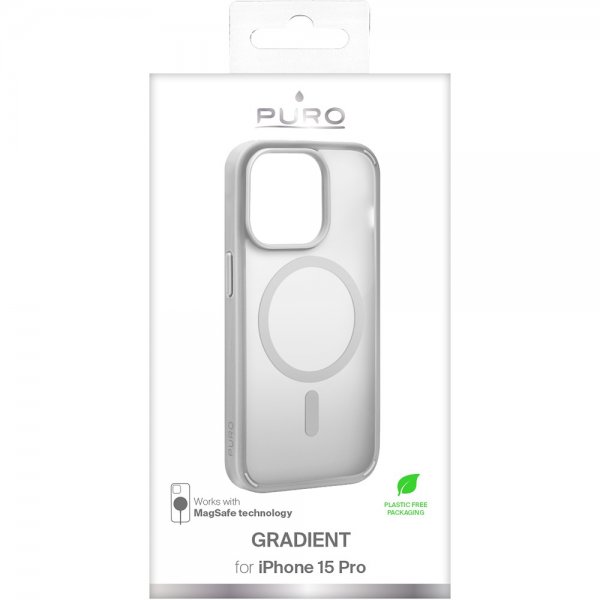 Puro iPhone 15 Pro -suojakuori Gradient MagSafe, hopea