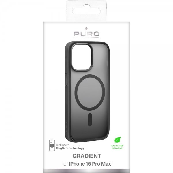Puro iPhone 15 Pro Max -suojakuori Gradient MagSafe, musta