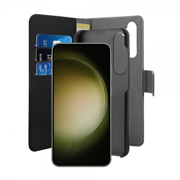 Puro Samsung Galaxy S24 Plus Suojakotelo Lompakko Irrotettava 2-in-1 Musta