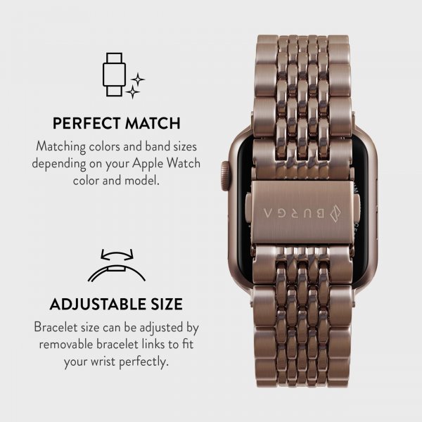 Burga Apple Watch 38/40/41/42mm ranneke, metallinen, ruusukulta