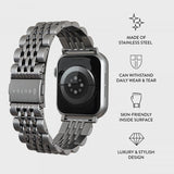 Burga Apple Watch 44/45/46mm/Ultra 49mm ranneke, metalli, hopea