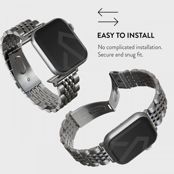 Burga Apple Watch 44/45/46mm/Ultra 49mm ranneke, metalli, hopea