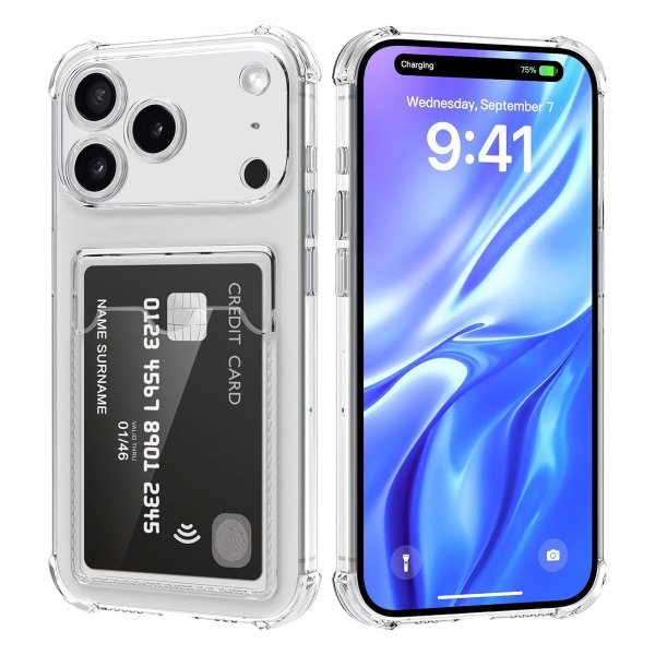iPhone 17 Pro Läpinäkyvä kuori korttitelineellä