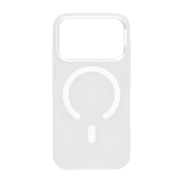 iPhone 17 Pro Max -kuori, kamerareunus, MagSafe, valkoinen, läpinäkyvä