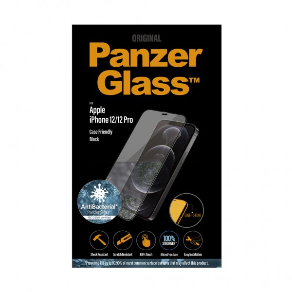 PanzerGlass iPhone 12/iPhone 12 Pro Näytönsuoja reunasta reunaan, koteloystävällinen